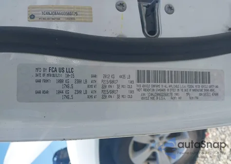 2016 Jeep Compass Sport from USA, damaged, VIN 1C4NJCBA6GD560179